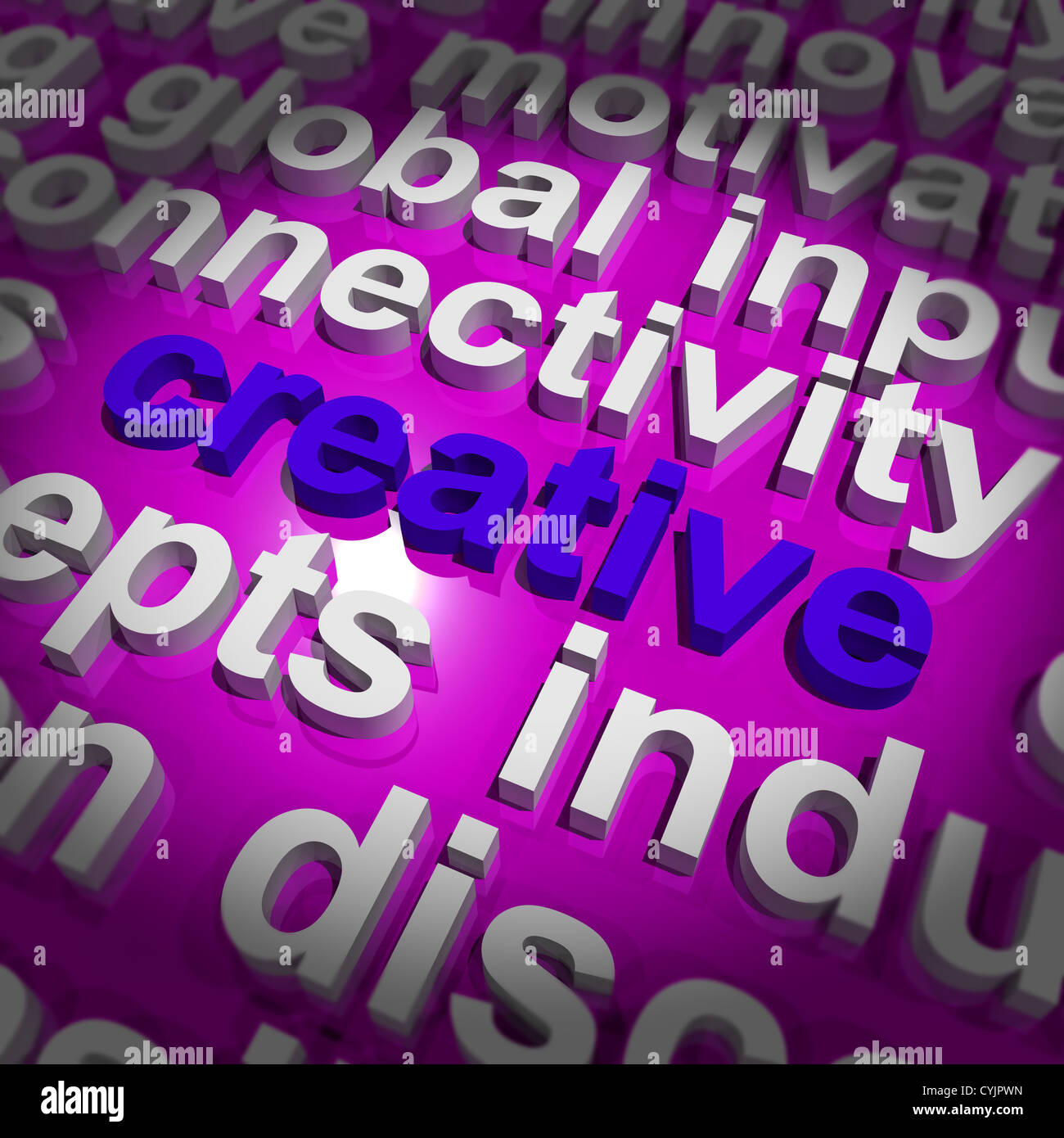 La palabra creativa que representan ideas innovadoras o imaginación Foto de stock