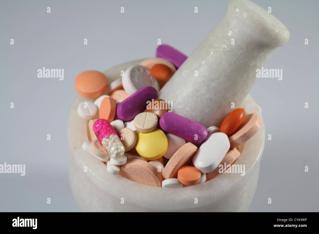 Close-up de píldoras medicinales analgésico Tablet Foto de stock