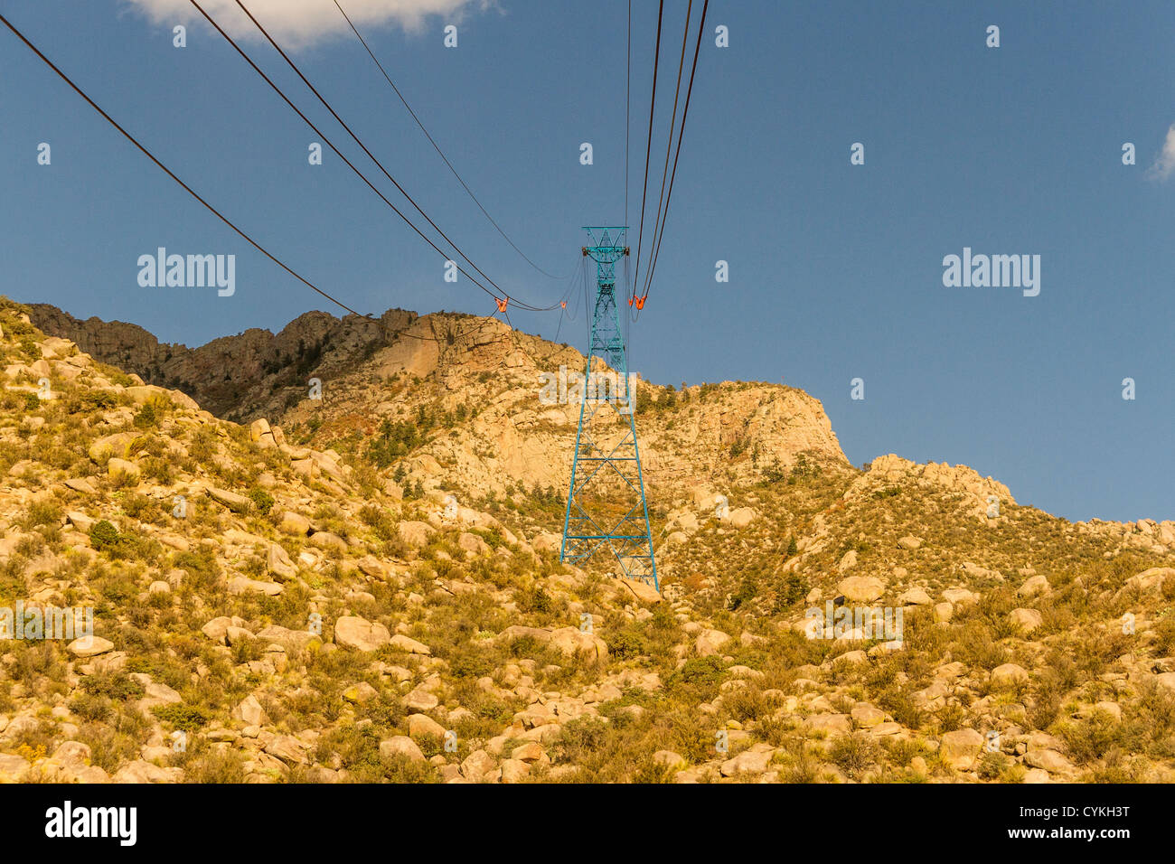 Tranvía aéreo de Sandia Peak en Sandia Peak en el Bosque Nacional de Cibola en Albuquerque, Nuevo México. Foto de stock