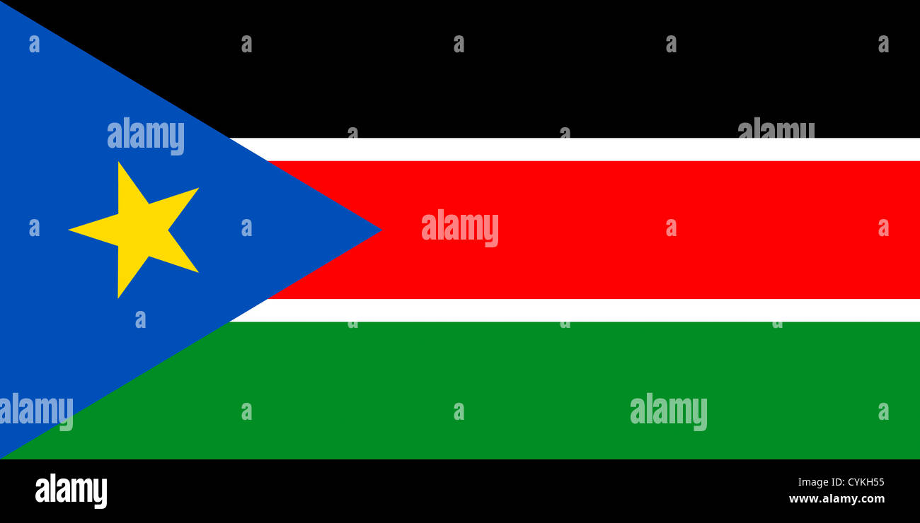Bandera de la República de Sudán del Sur. Foto de stock