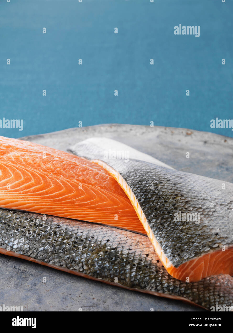 Cerca de filetes de salmón Foto de stock