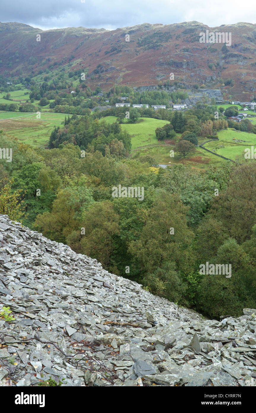Mina de pizarra cantera Elterwater Gran Langdale, Cumbria, Inglaterra, Reino Unido. Foto de stock