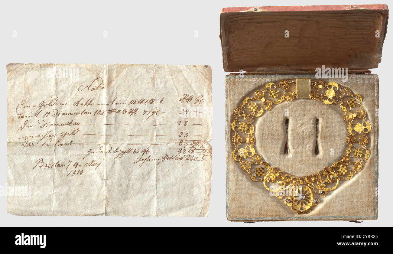 Collar Biedermeier diamantes antiguos de corte europeo,Breslau,1810 collar elaborado de oro amarillo.conjunto con once diamantes antiguos de corte europeo.ornamentos y decoraciones extremadamente finamente parte con