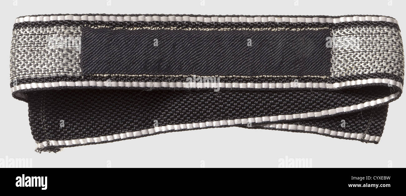 Sleeveband del 27. ss-división "Langemarck" para los oficiales, "tejidas flatwire'-tipo, hilo de plata inscripción (América), no emitidas. Foto de stock