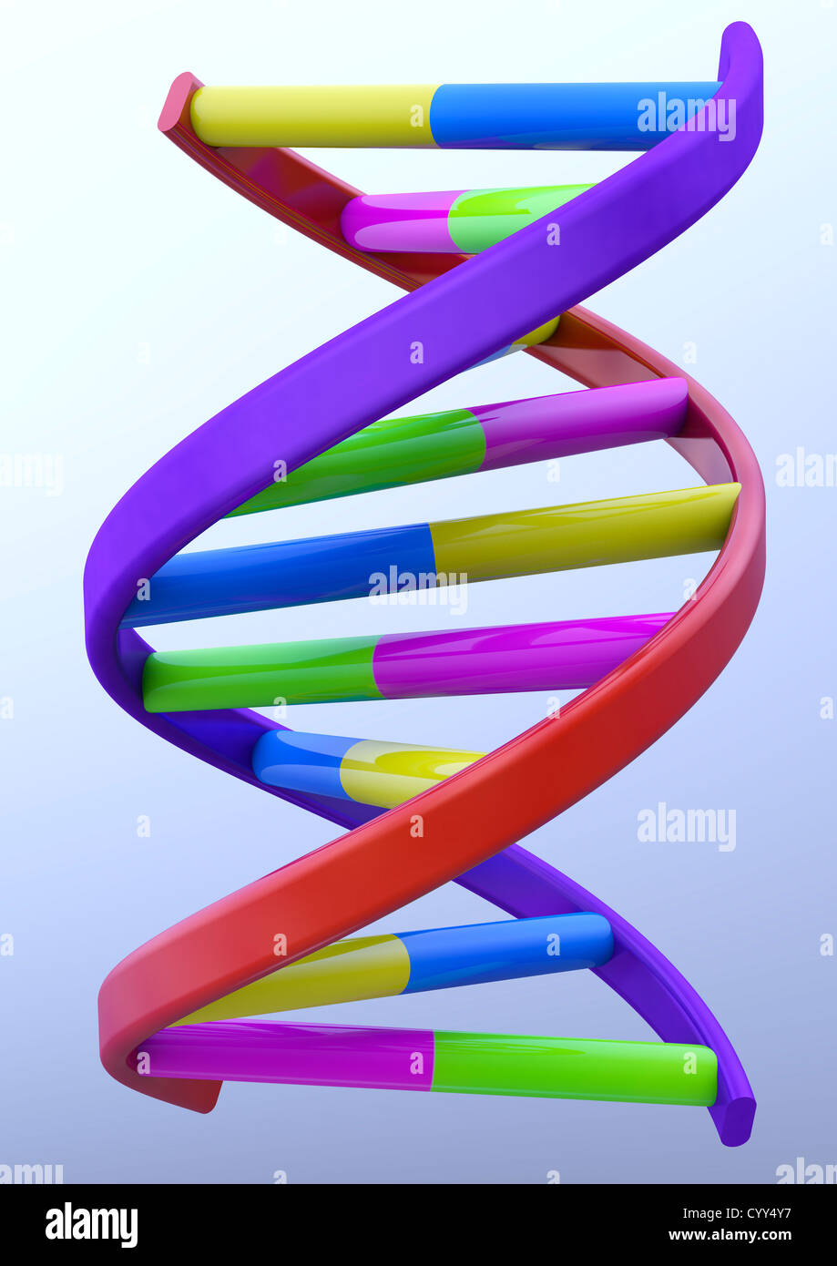 Modelo de doble hélice del ADN sobre fondo azul claro - 3D Render -  concepto imagen Fotografía de stock - Alamy