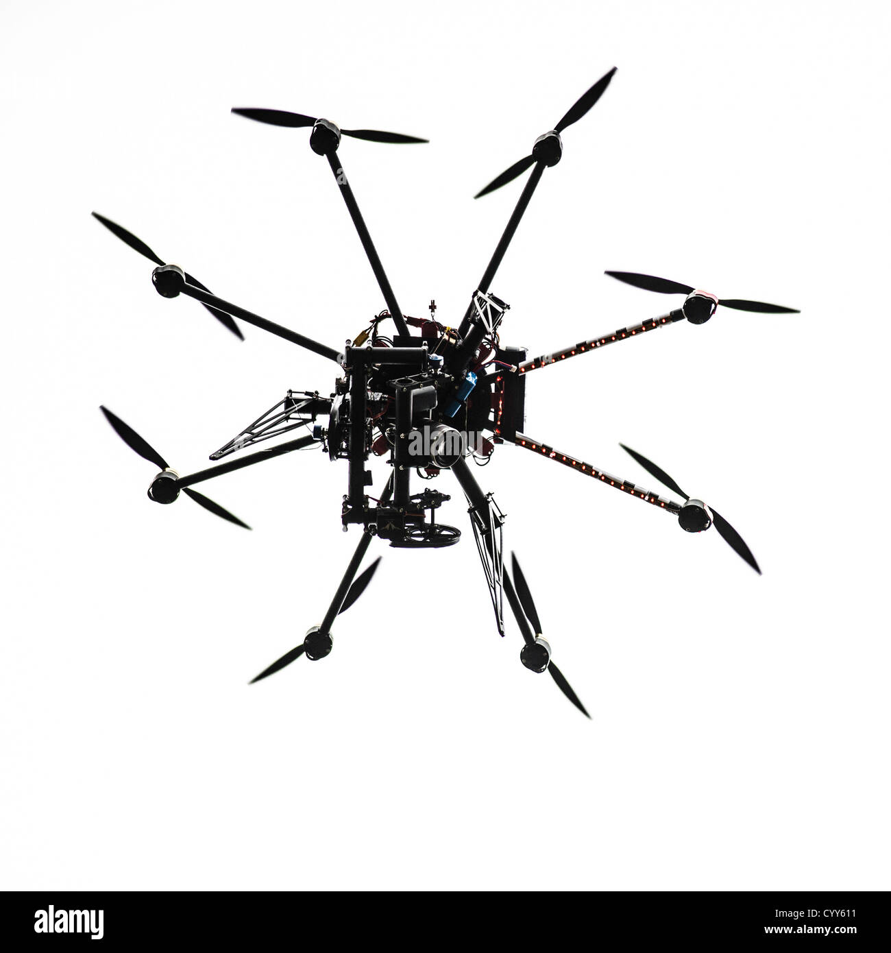 Un remoto Octocopter fotografías digitales de la cámara fotográfica plataforma teledirigido helicóptero fotografiar Foto de stock