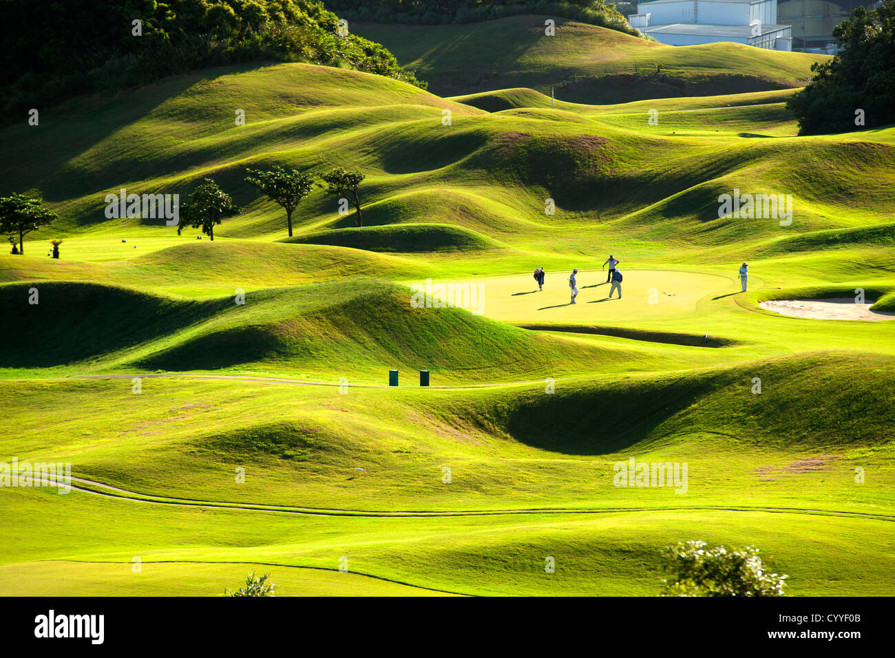 Lugar de golf con hermosos y verdes Foto de stock
