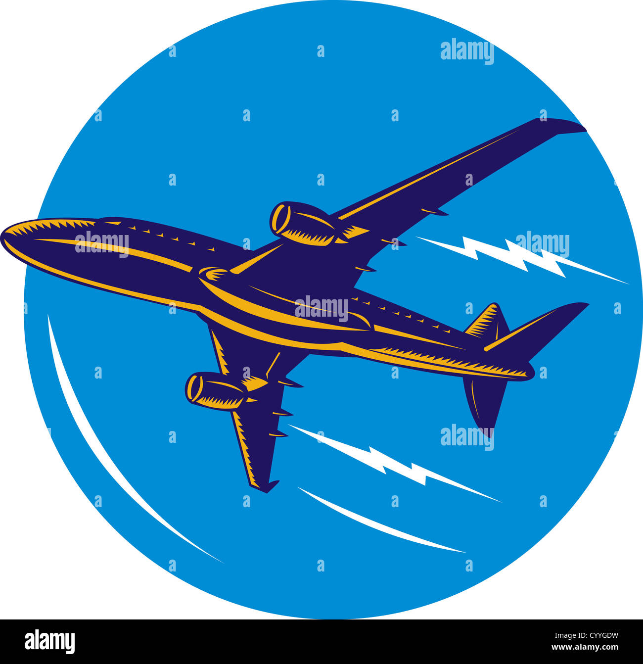 Ilustración de un avión comercial del jet airliner sobre fondo aislado Foto de stock