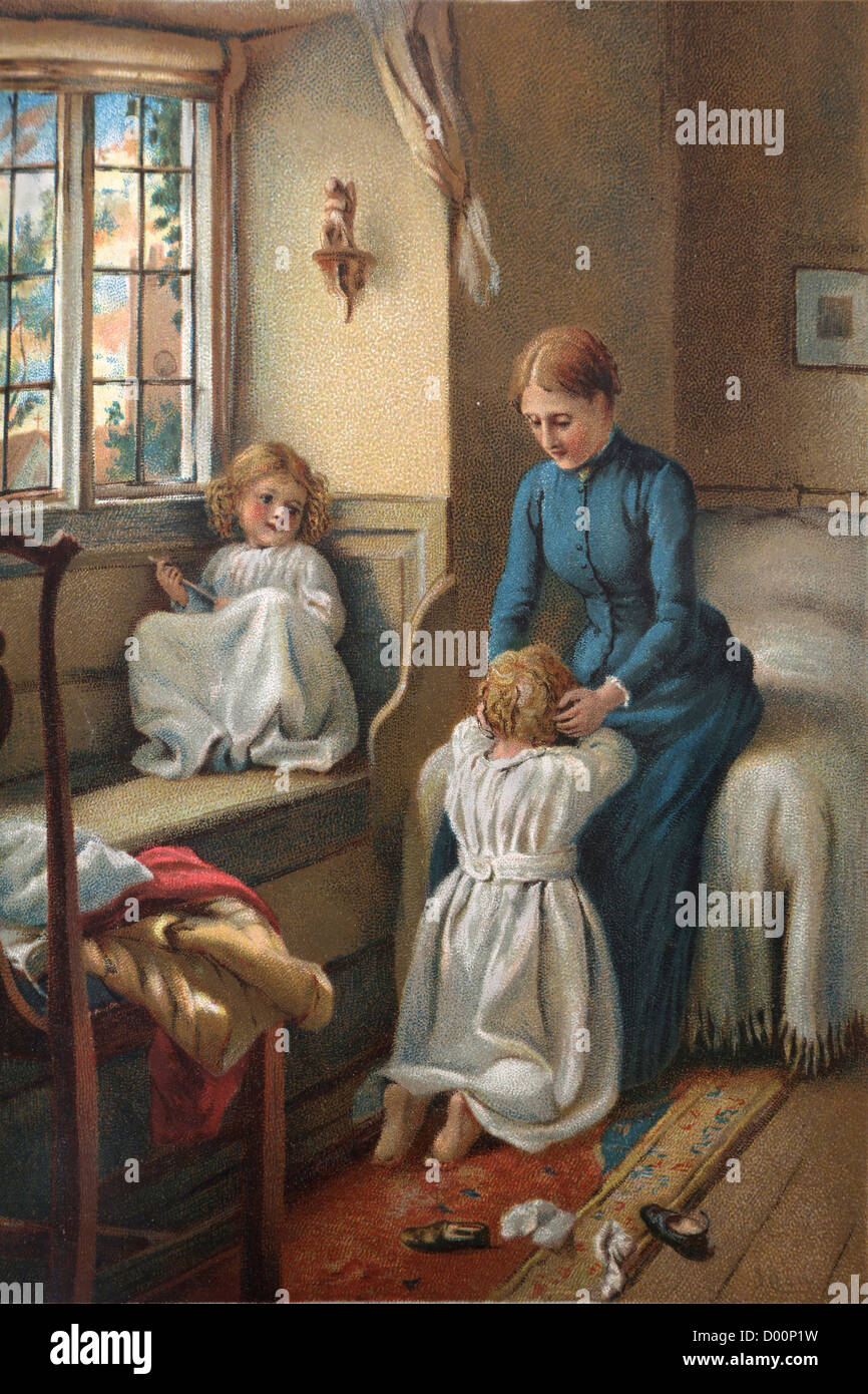 Ilustración bendecir tu Corderitos esta noche impreso por Alf Cooke libro religioso de domingo en casa 1889-1890 Foto de stock