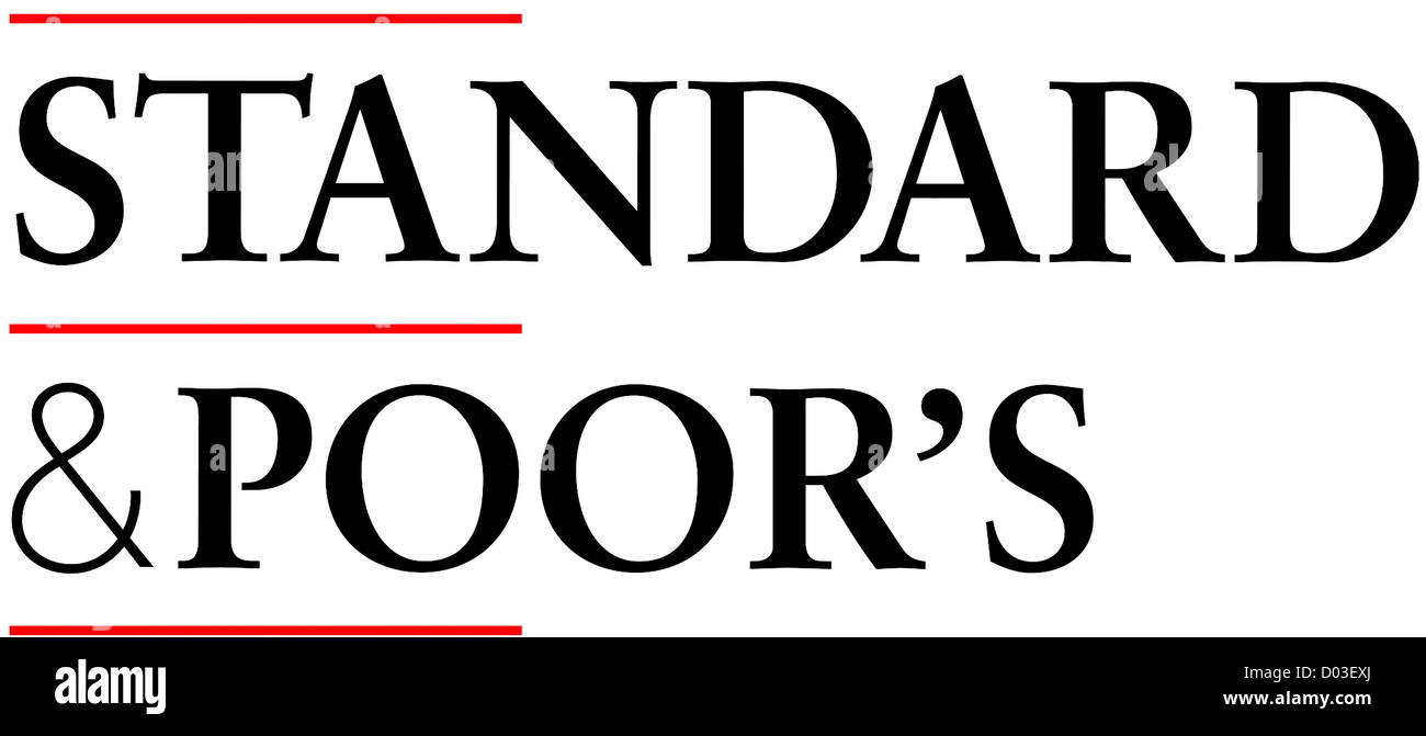Logotipo de la agencia calificadora de riesgo crediticio Standard & Poor's, con sede en Nueva York. Foto de stock