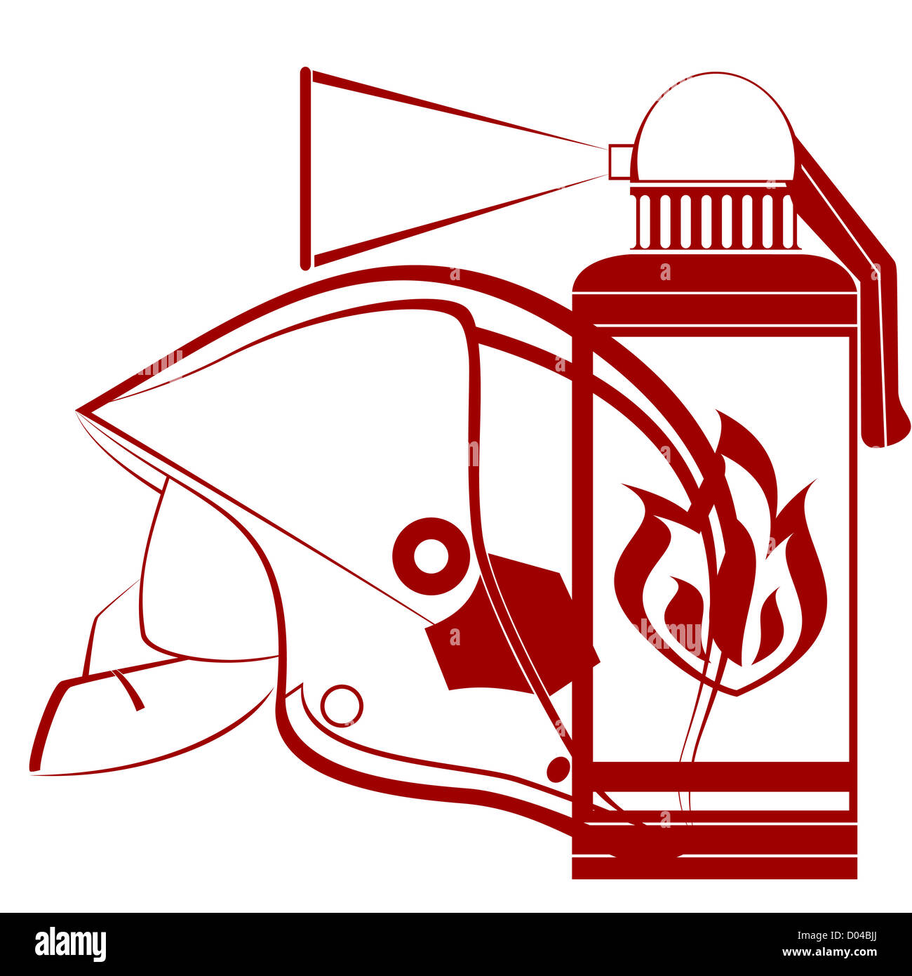 Casco moderno del bombero y fuego abstracta. Una ilustración sobre un fondo  blanco Fotografía de stock - Alamy