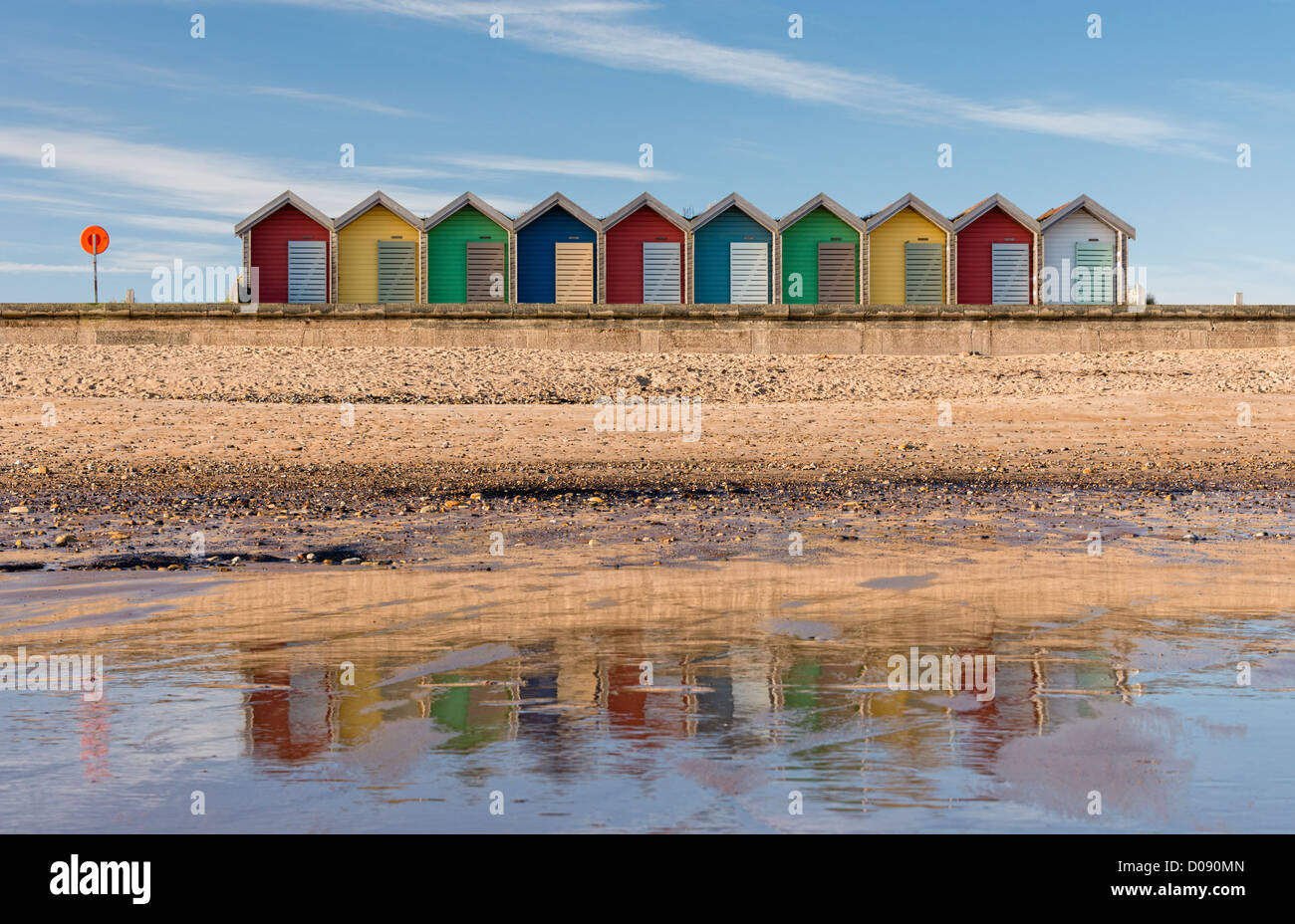 Cabañas de playa en Blyth en Northumberland Foto de stock