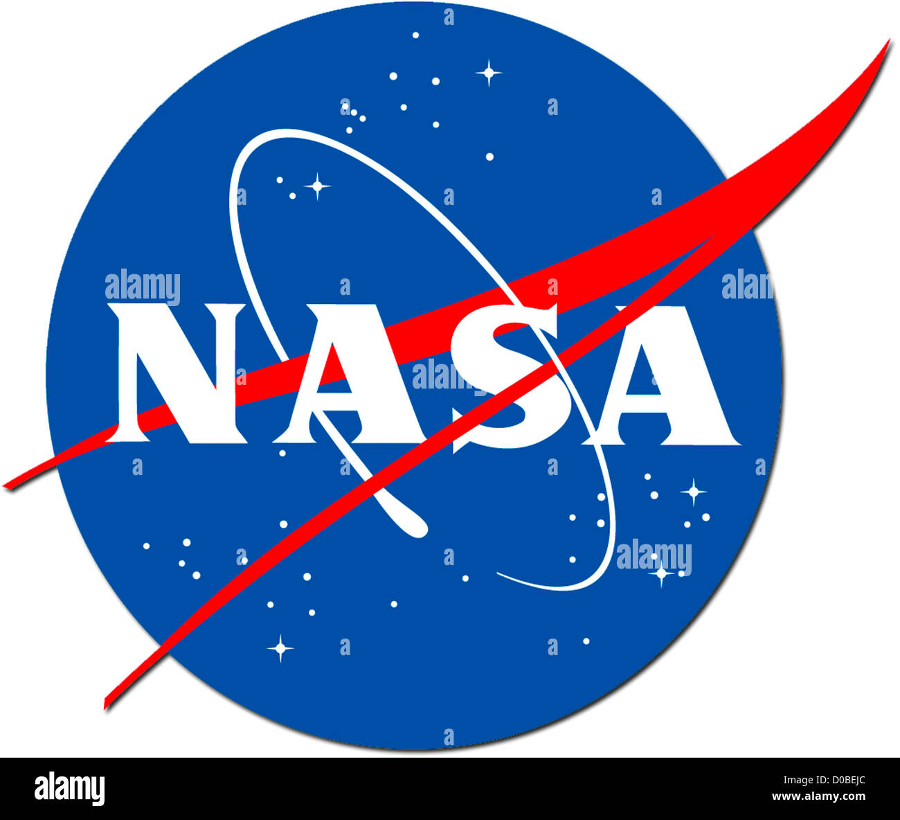 Logotipo de la empresa NASA - Administración Nacional de Aeronáutica y del espacio. Foto de stock