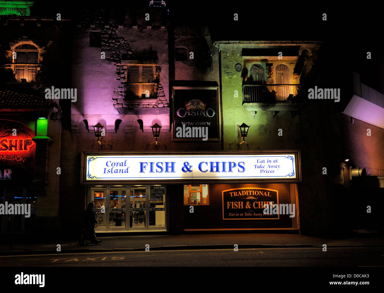Los tradicionales fish and chip shop Blackpool Lancashire, Inglaterra Foto de stock