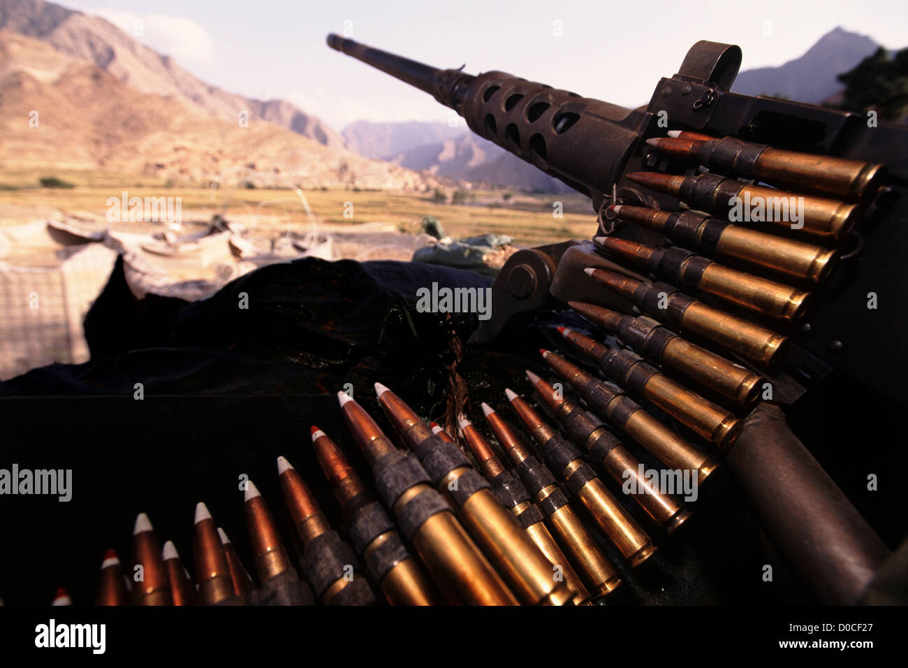 M2 calibre .50 Ametralladora, el campamento de bendición, Afganistán Foto de stock