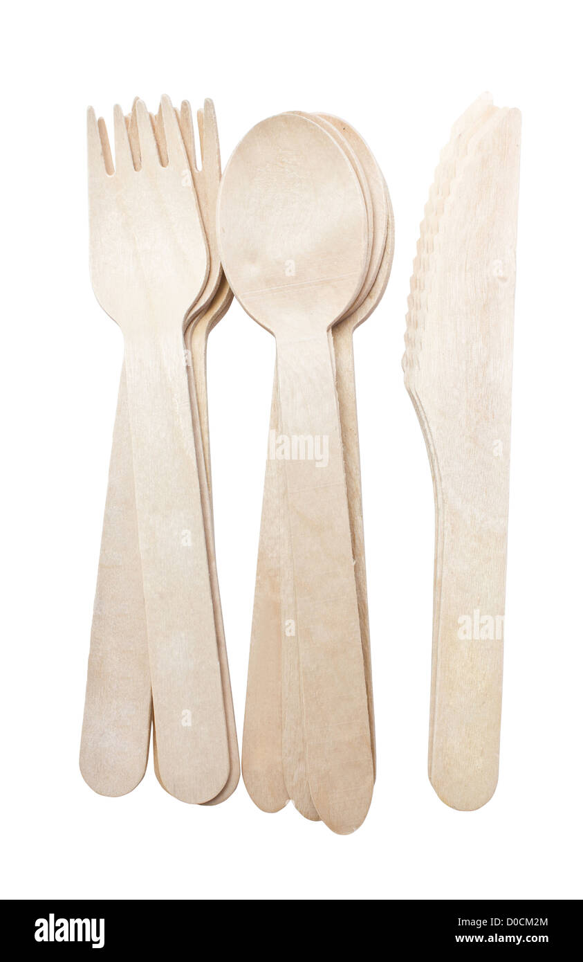 Montón de cuchillos, tenedores y cucharas aislado sobre fondo blanco. Foto de stock