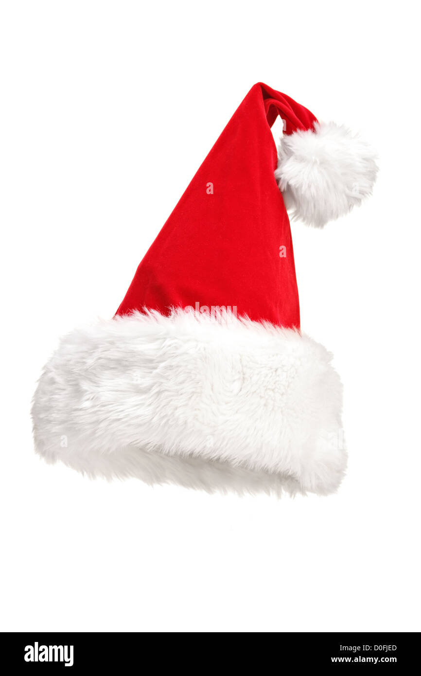 Una foto de estudio de un gorro de Papá Noel aislado sobre fondo blanco Fotografía de - Alamy