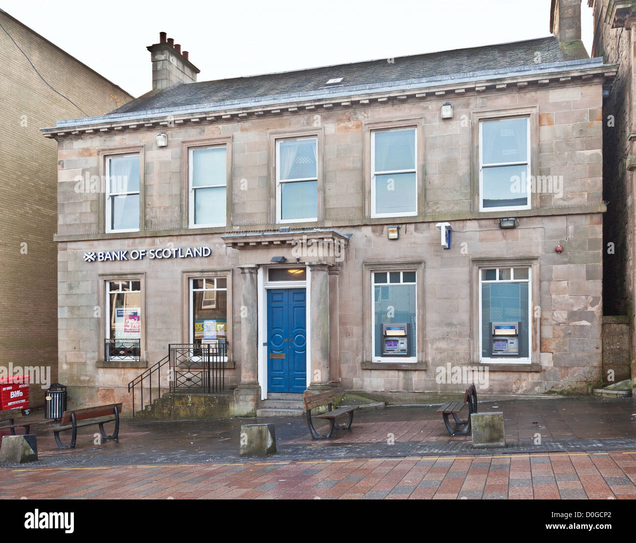 Fachada del Bank of Scotland sucursal en Airdrie, North Lanarkshire, Escocia, Reino Unido. Foto de stock