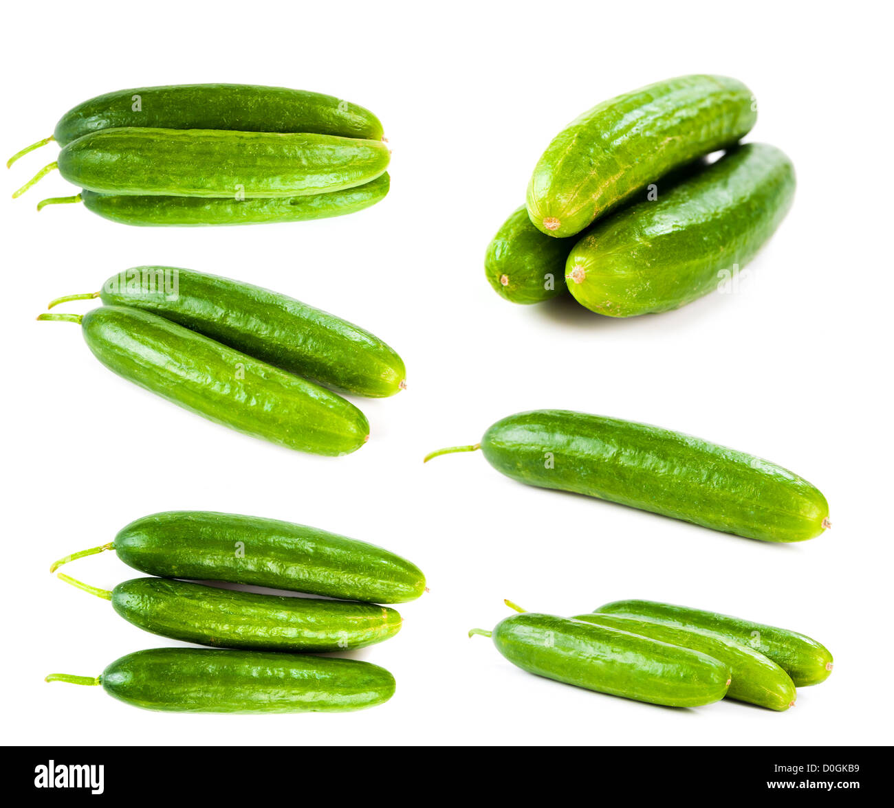 Conjunto de pepinos verdes Foto de stock