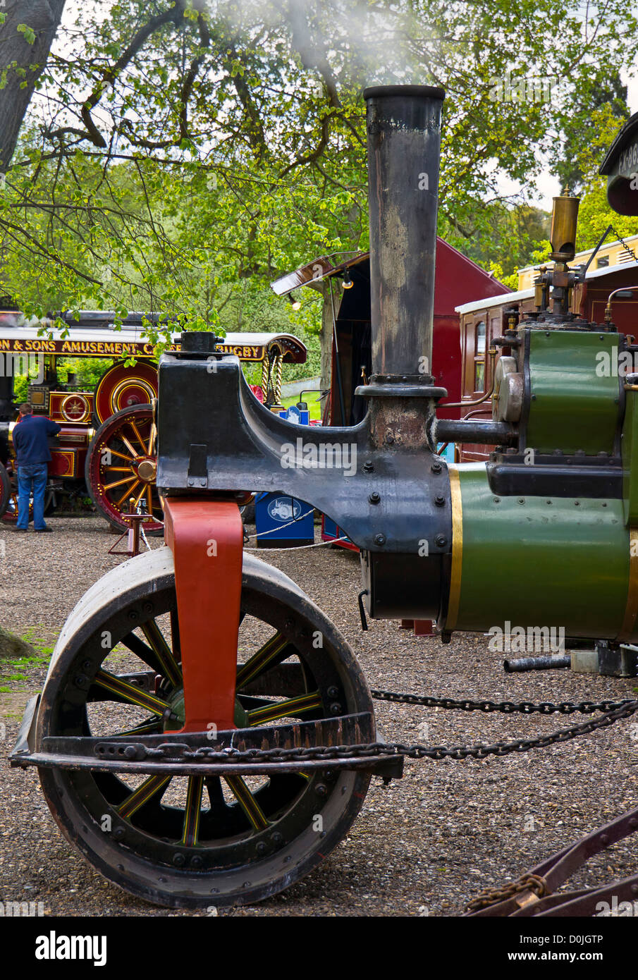 Tractor de vapor en exhibición en Audley End en Essex. Foto de stock