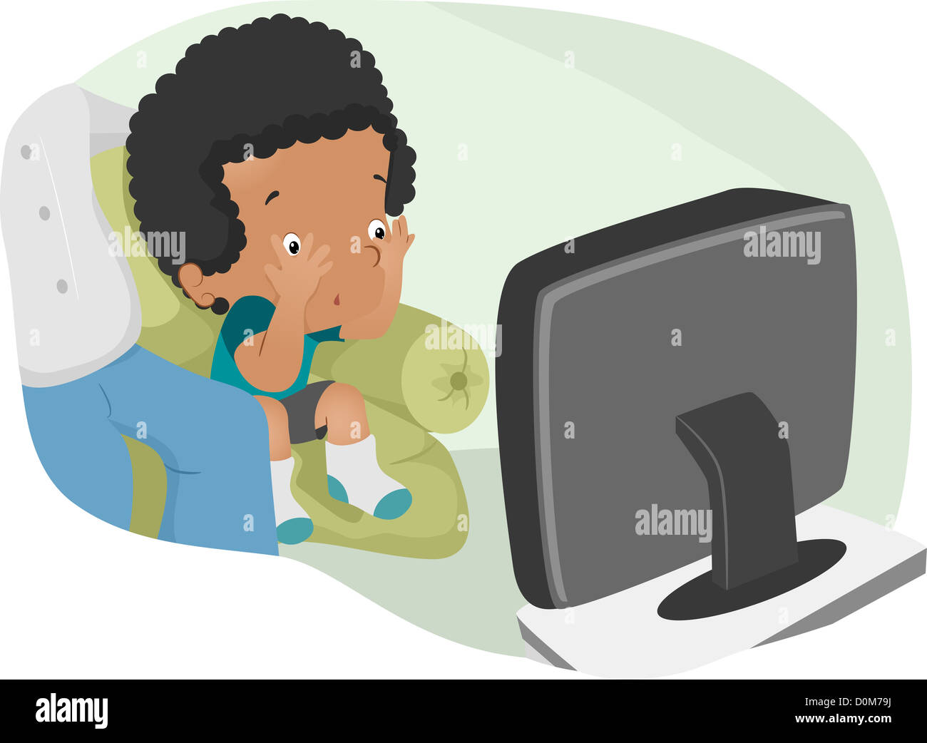 Ilustración de un niño nervioso viendo un programa de televisión de miedo  Fotografía de stock - Alamy