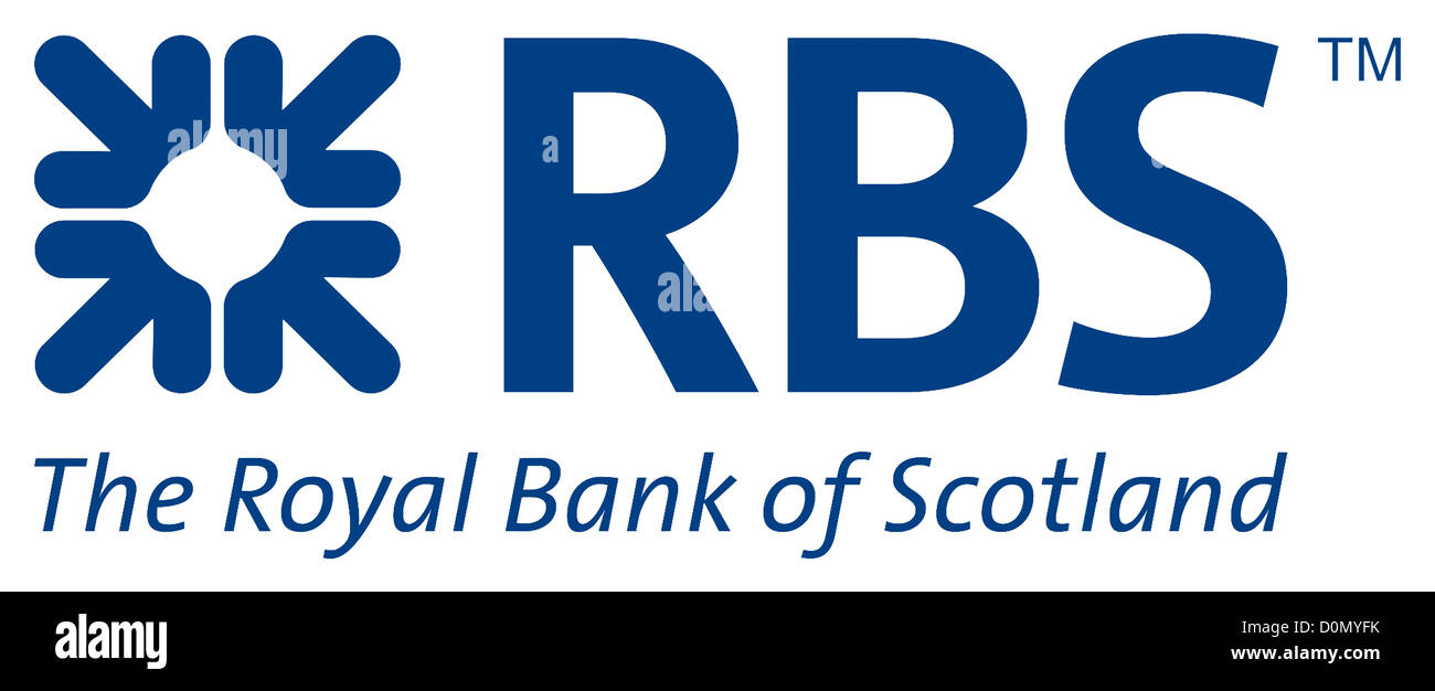 Logotipo de la British Royal Bank of Scotland RBS con sede en Edimburgo. Foto de stock