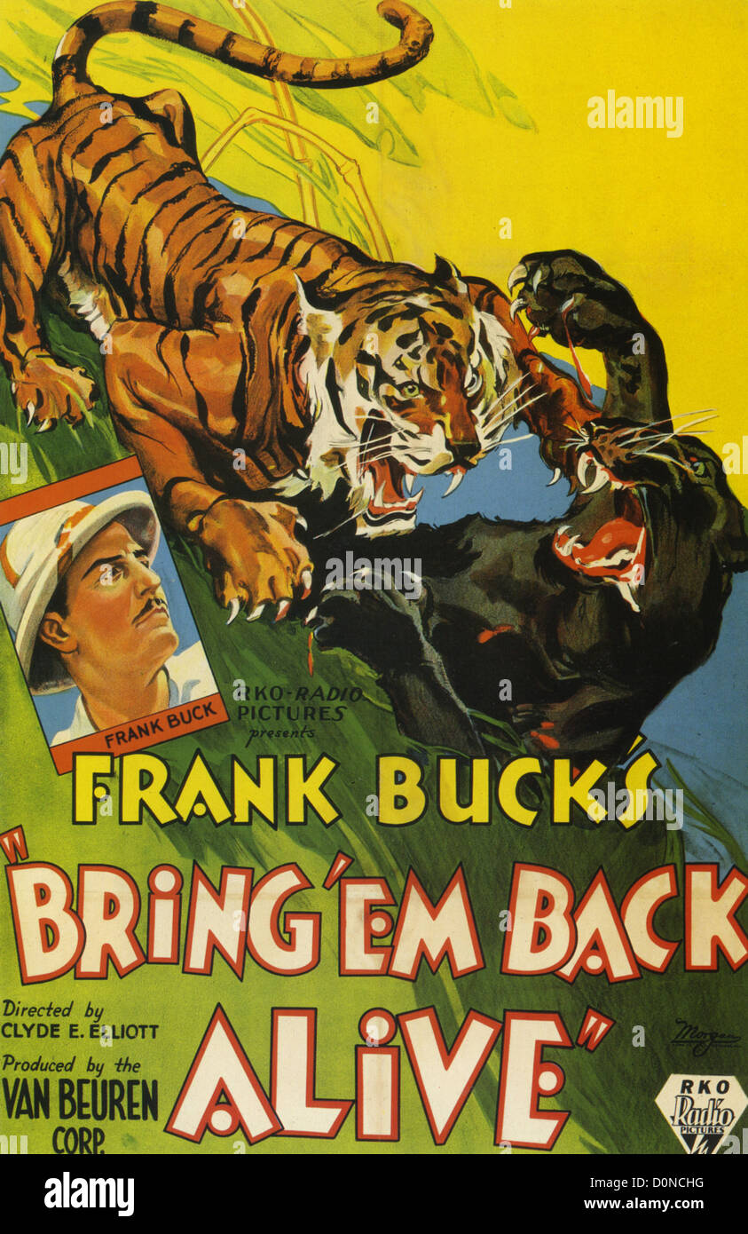 Traer 'Em Back ALIVE Cartel para 1932 RKO film con Frank Buck Foto de stock