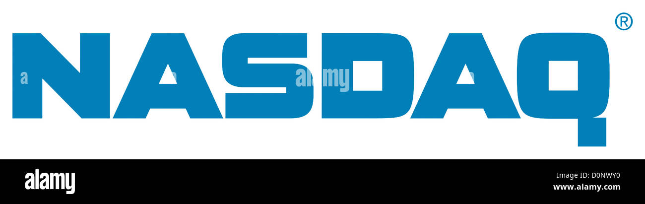 Logotipo de la American Stock Exchange National Association of Securities Dealers Automated cotizaciones Nasdaq en Nueva York. Foto de stock