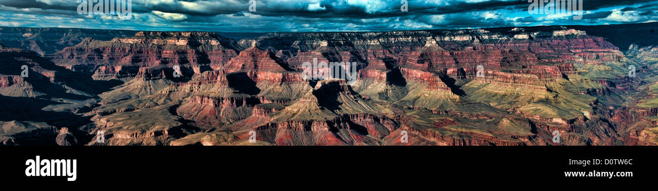 Grand Canyon, montañas, cañón, naturaleza, paisaje, parque nacional, Vista South Rim, Arizona, Estados Unidos, Estados Unidos, América, panora Foto de stock