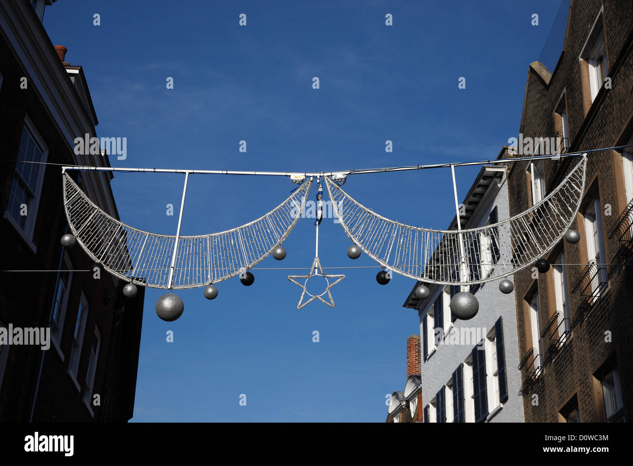 Cambridge Street decoración navideña en la luz del día Foto de stock