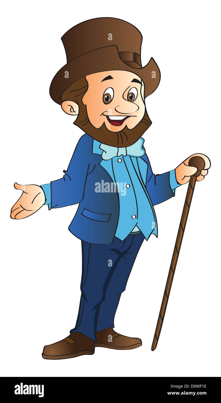 Hombre con sombrero de copa y bastón, ilustración vectorial Fotografía de  stock - Alamy