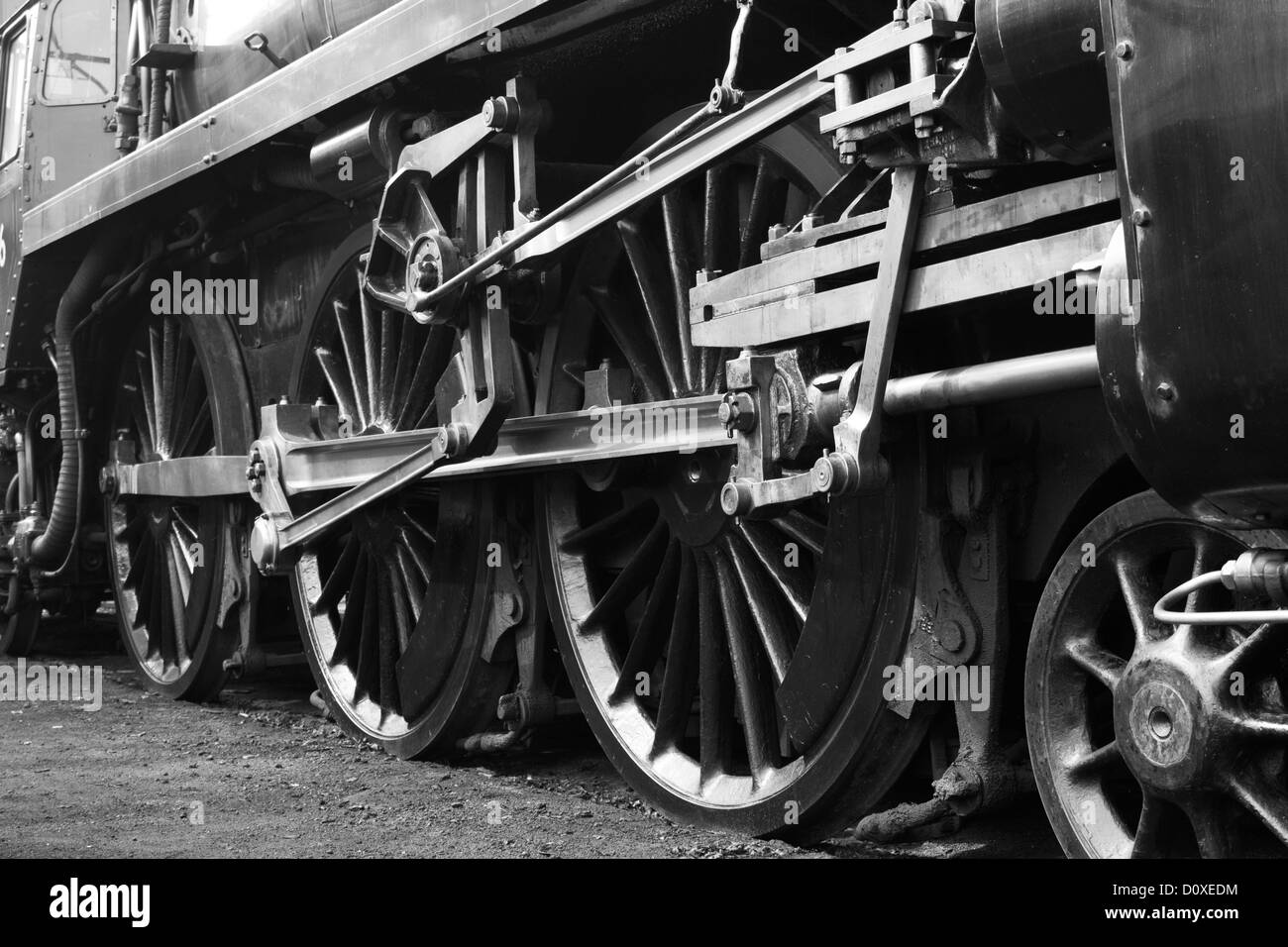 Las ruedas de los trenes de vapor Foto de stock