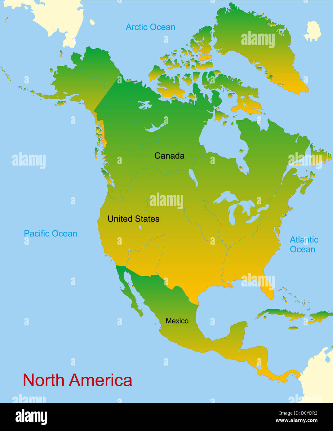 Mapa de América del Norte continente Fotografía de stock Alamy