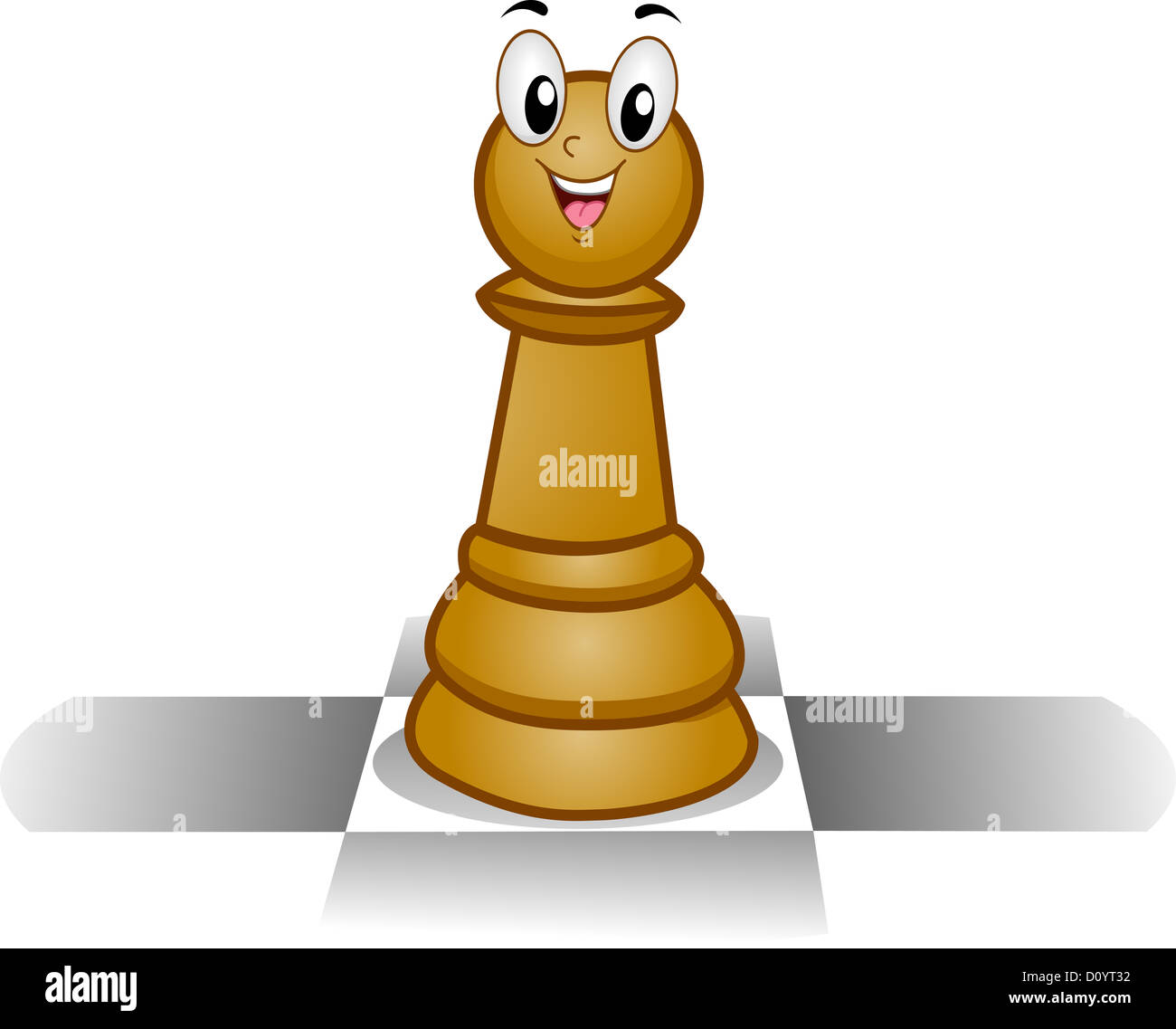 Ilustración de una mascota feliz peón de ajedrez de pie sobre un tablero de  ajedrez Fotografía de stock - Alamy