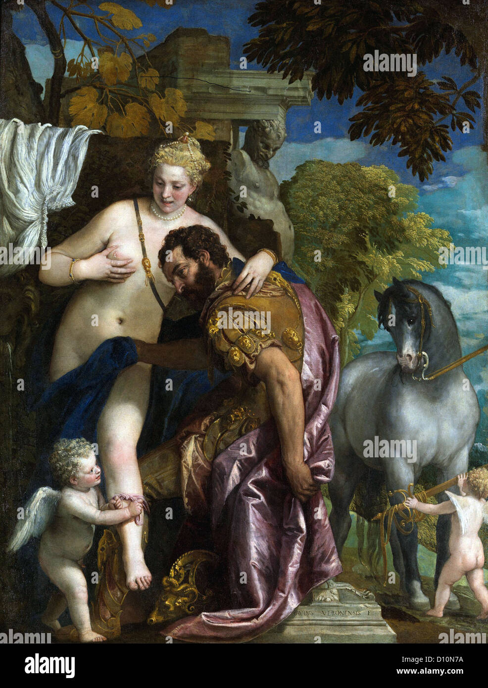Paolo Veronese Marte y Venus unidos por amor 1570 Foto de stock