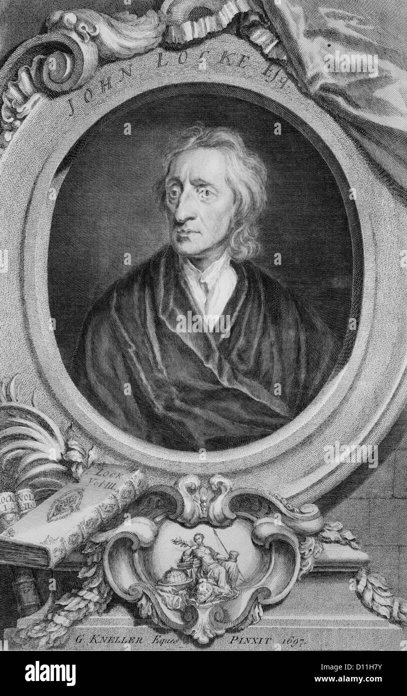Retrato Grabado De John Locke Filósofo Inglés Médico Padre Del