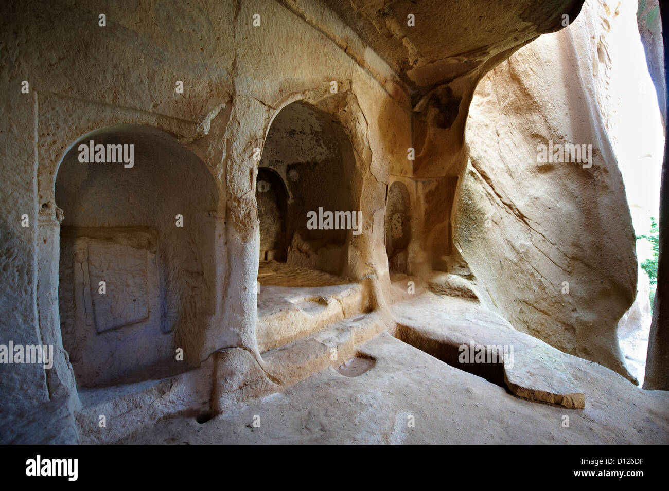 La cocina de un monasterio cristiano temprano de Zelve, Capadocia Turquía Foto de stock