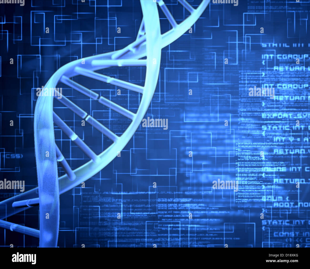 Hélice de ADN azul con textura Foto de stock