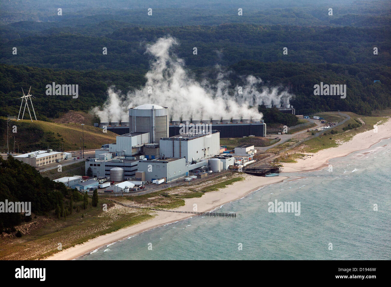 Fotografía aérea de la estación generadora nuclear Palisades Covert Township Michigan Foto de stock