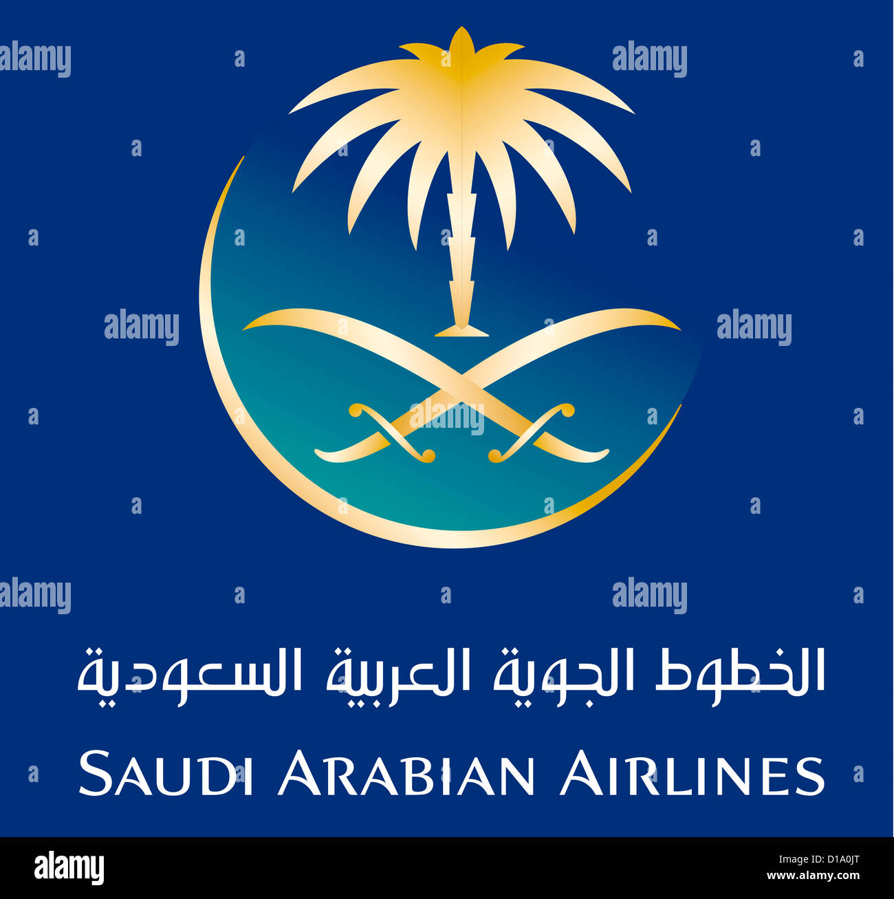 El logotipo de la compañía aérea del Reino de Arabia Saudita Arabia Arabien SAA - Líneas aéreas con sede en Jeddah. Foto de stock