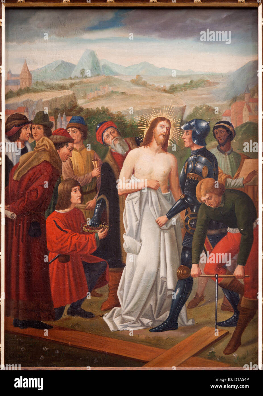 Bruselas - 25 DE JUNIO: Jesús despojado de sus vestiduras. La pintura de st. Niklas y Jean s iglesia desde 19. ciento. El 25 de junio de 2012 Foto de stock