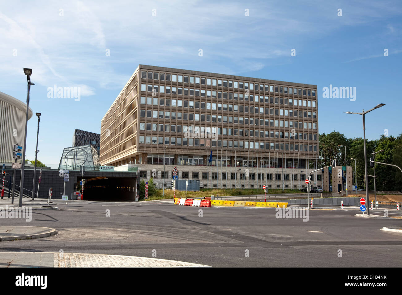Edificio de Robert Schuman, el Parlamento Europeo, la Place de l'Europe, Kirchberg, Luxemburgo, Europa Foto de stock