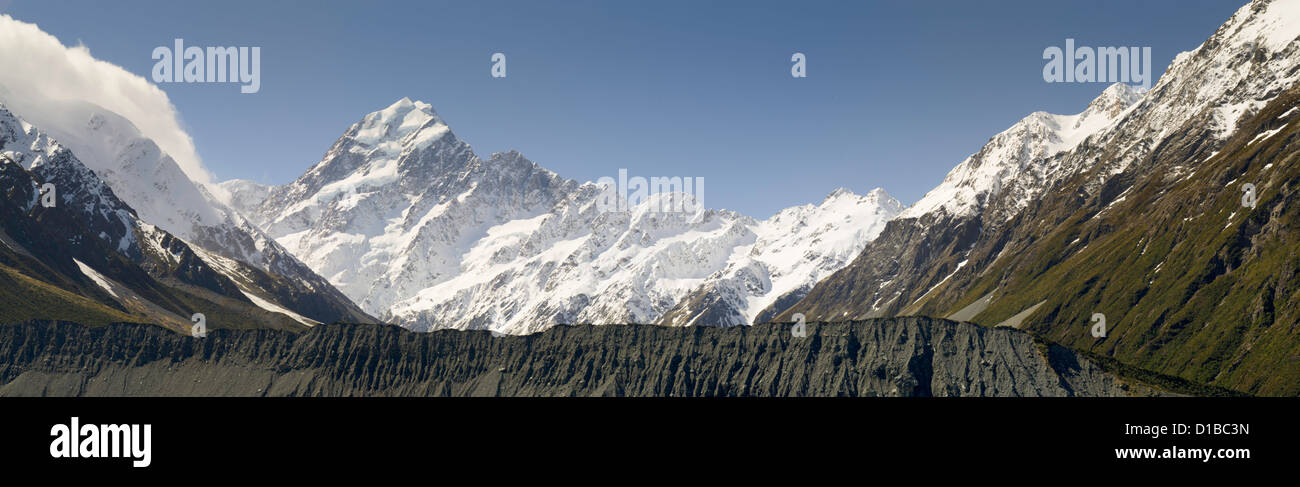 Vista desde Aoraki/Mt. Cook; desde Aoraki/Mt. Parque Nacional de Cook, Nueva Zelanda Foto de stock