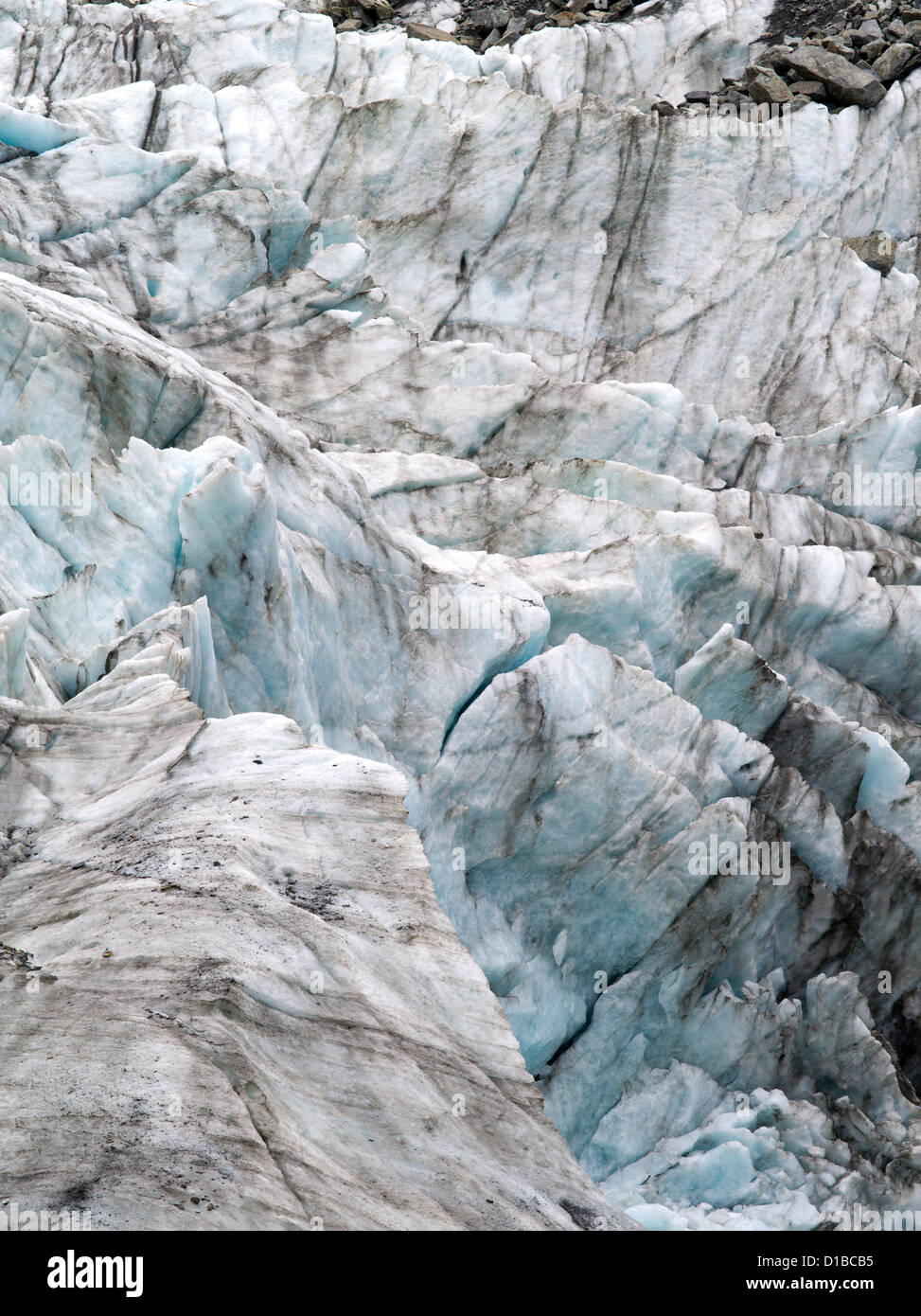 Acercamiento de Fox Glacier/Te Moeka o Tuawe/, Westland Tai Poutini National Park, Nueva Zelanda Foto de stock