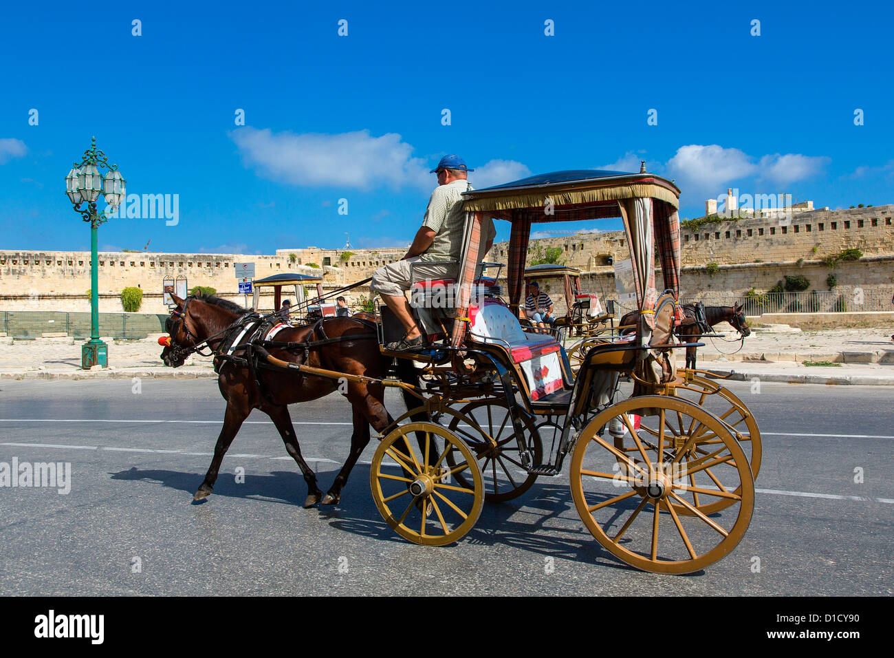 Calesa, Fuerte de San Elmo, en Valletta, Malta, Europa Foto de stock
