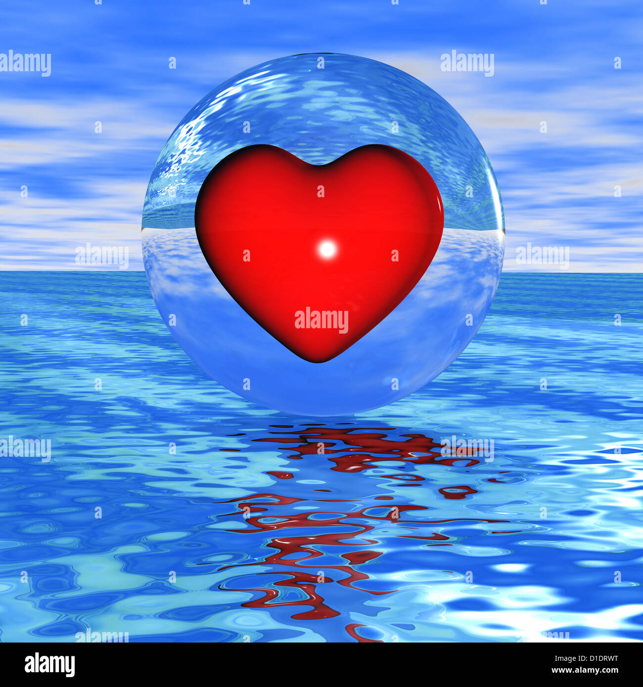 Bola de cristal con un corazón dentro Foto de stock
