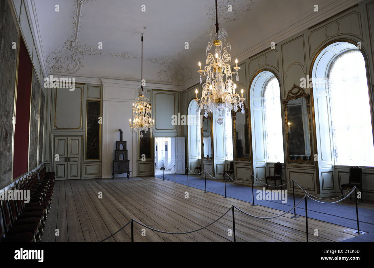 Dinamarca. Copenhague. Museo Nacional de Dinamarca. Gran salón decorado en 1745. En el interior. Foto de stock