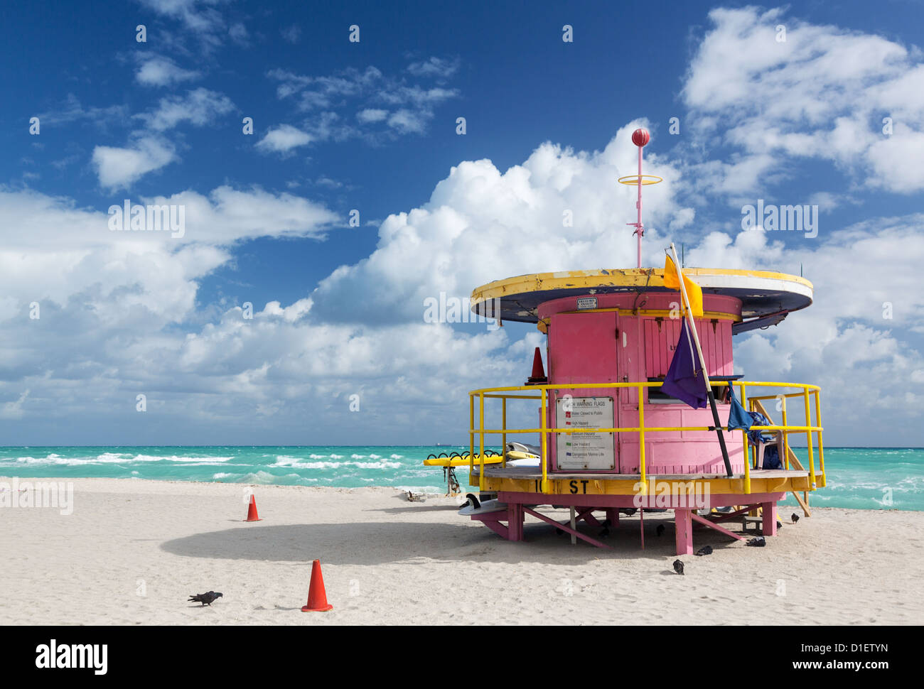 Miami Beach, Florida, EE.UU. - estación de socorrista Foto de stock