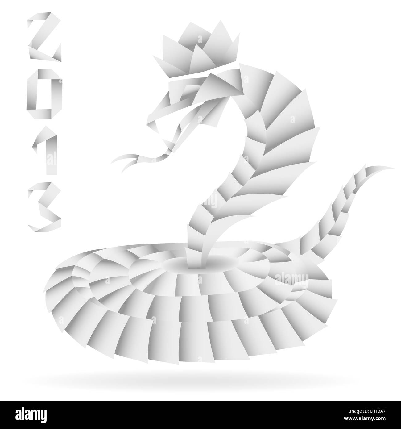 Papel Origami serpiente con 2013 años, aislado en blanco, ilustración  vectorial Fotografía de stock - Alamy