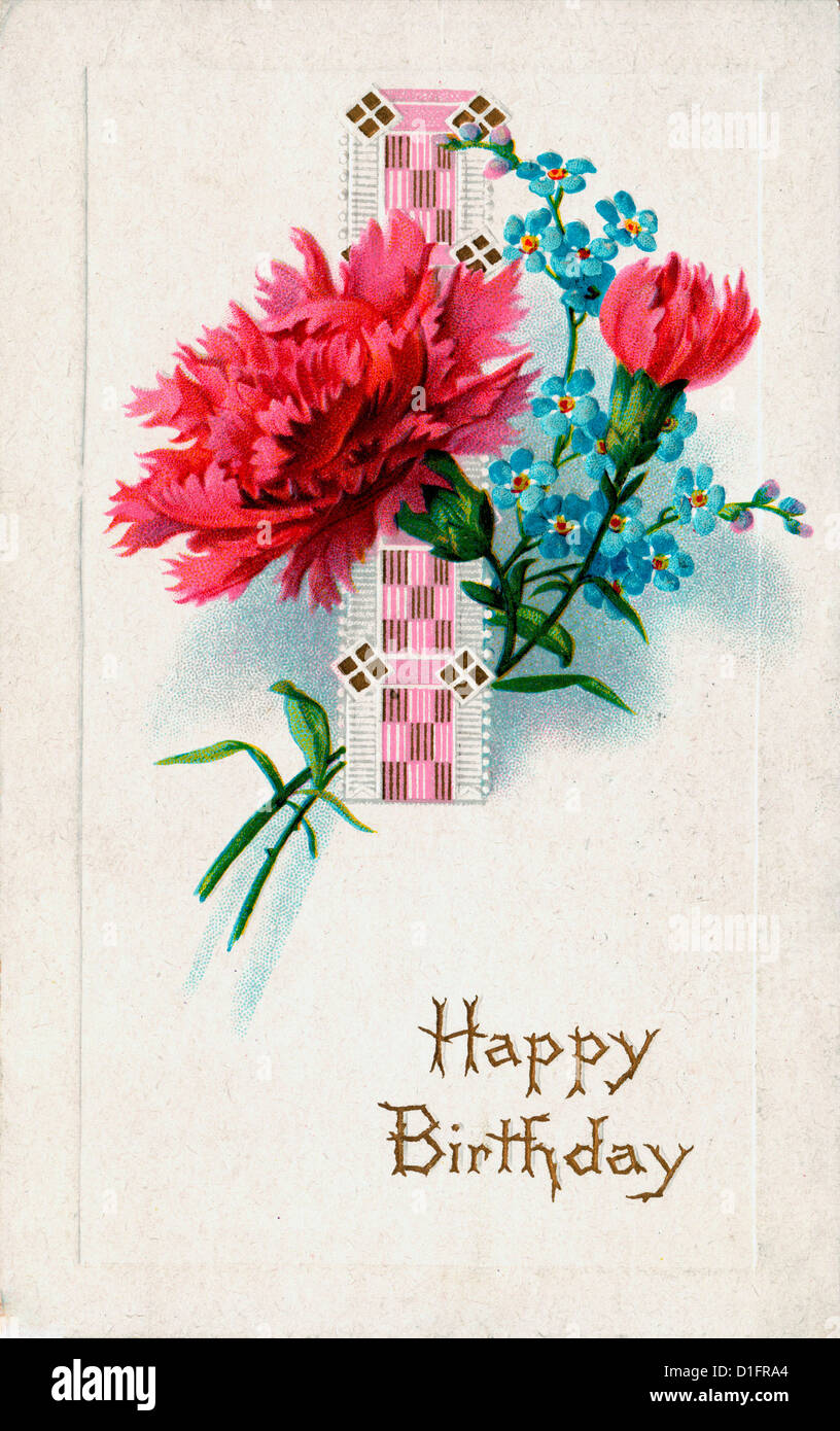 Feliz Cumpleanos Con Flores Fotografia De Stock Alamy